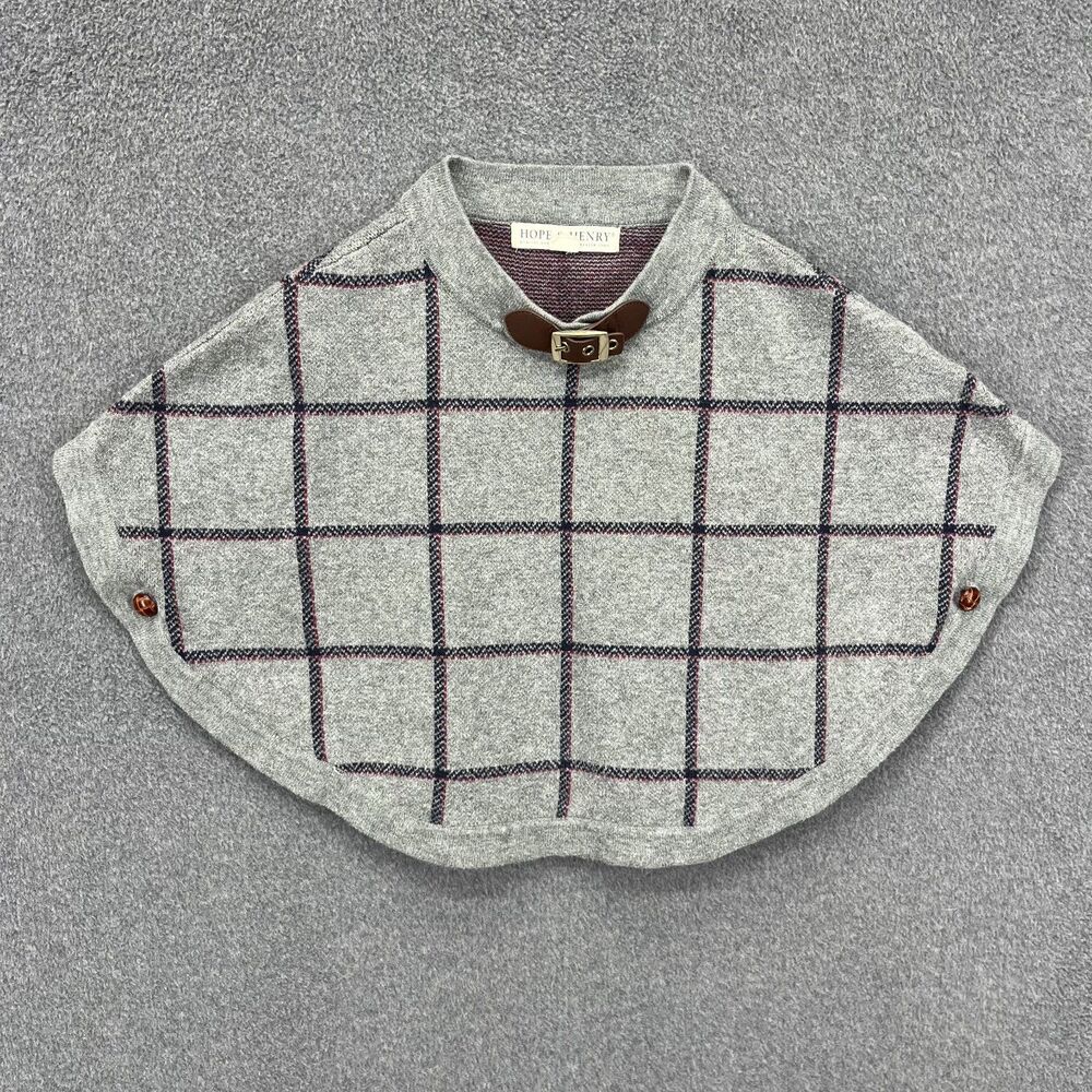 Hope‎ & Henry Sweater Cape Baby XXS Gray Windowpane Organic Cotton